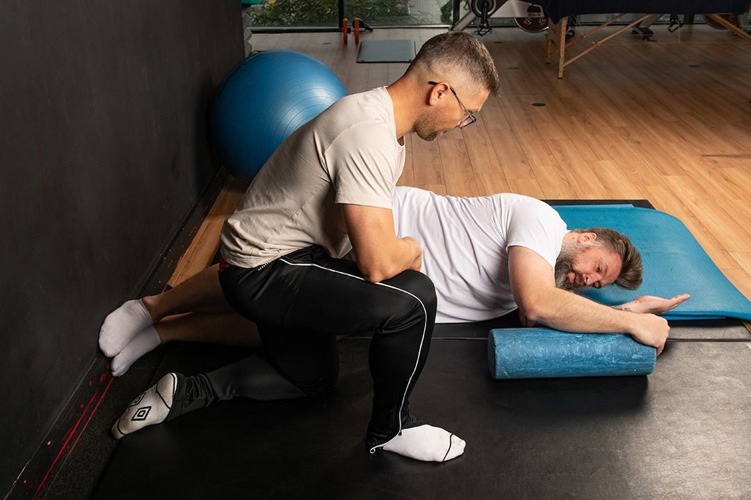 blog posts about core engagement, single-leg deadlifts, spiral line fascia strength, and shoulder rehabilitation.